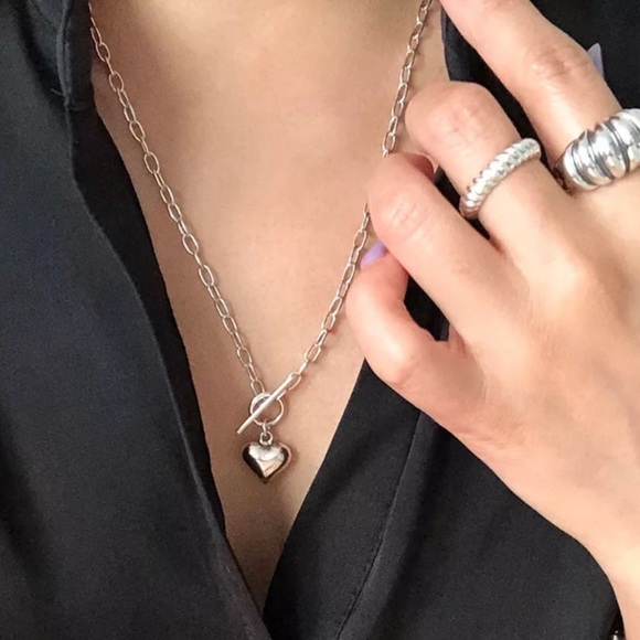 💎new 925 Sterling Silver Heart Link Toggle Chain Necklace 🎉❗️❗️Restocked❗️❗️🎉 - Picture 9 of 12